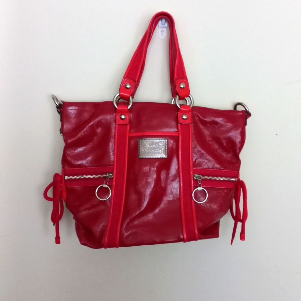 *HTF* COACH Poppy Bright Red Metallic Patent Leather Satchel